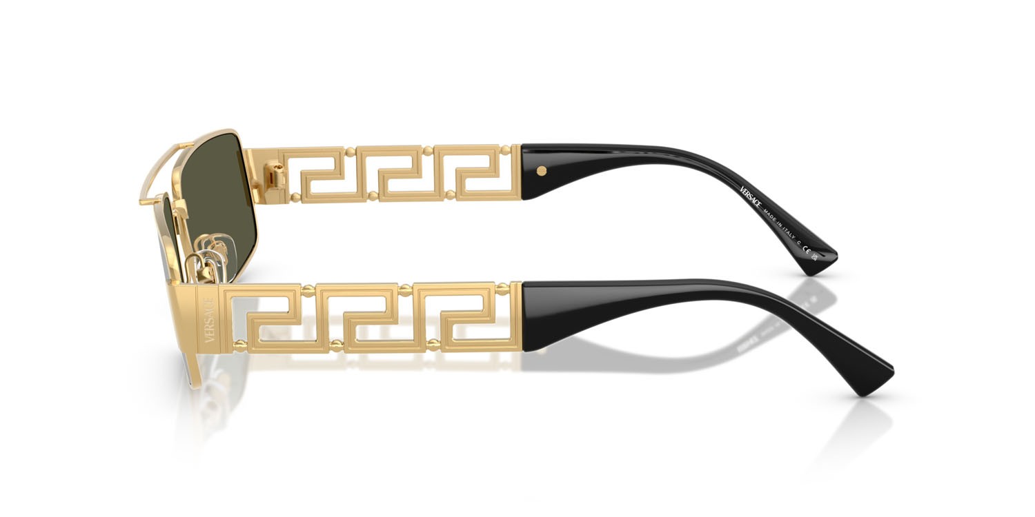 Occhiali da sole Versace VE 2257 (100230) colore oro forma rettangolare lenti verde specchiato argento