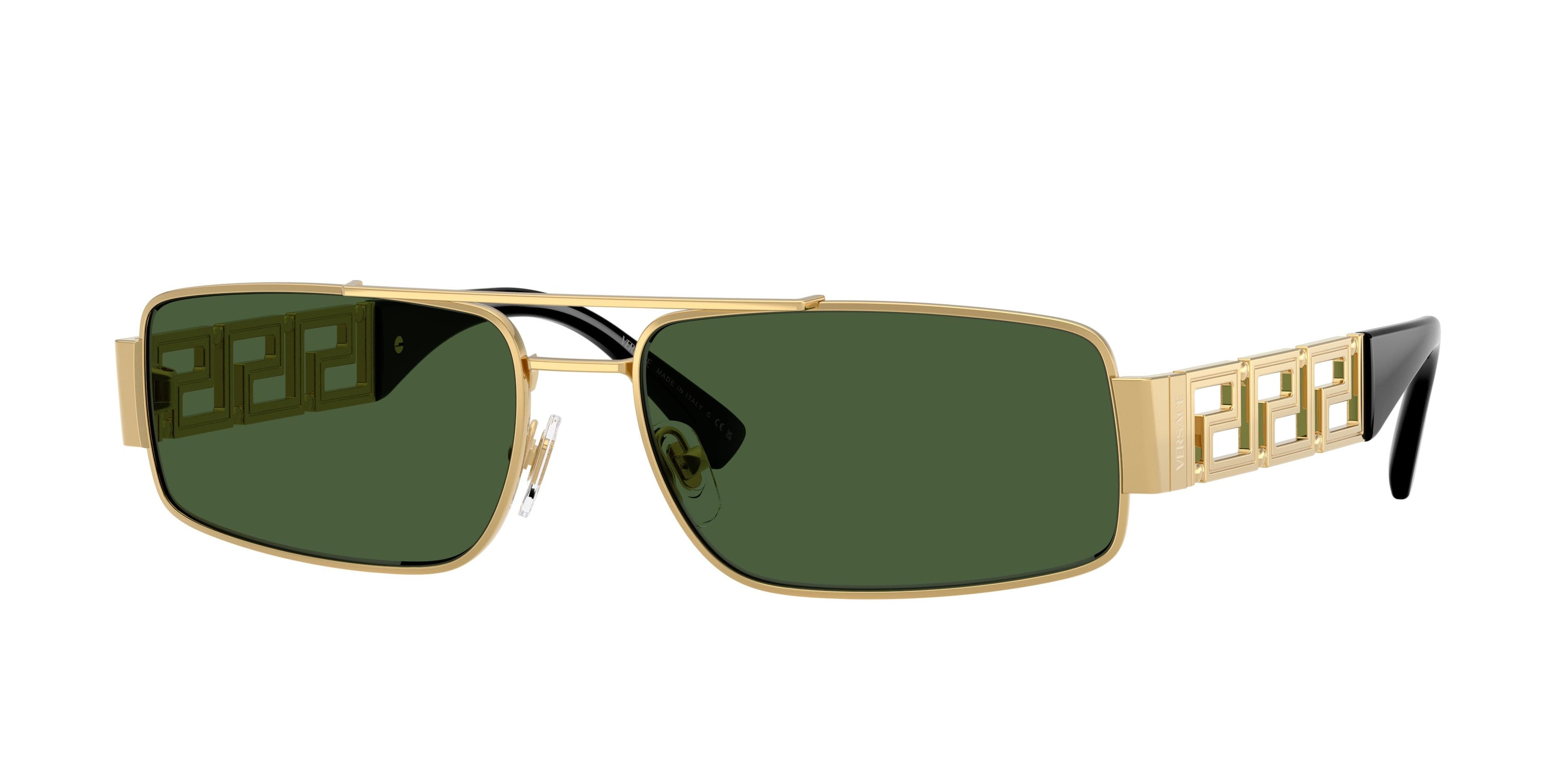 Occhiali da sole Versace VE 2257 (100271) colore oro forma rettangolare lenti verde scuro