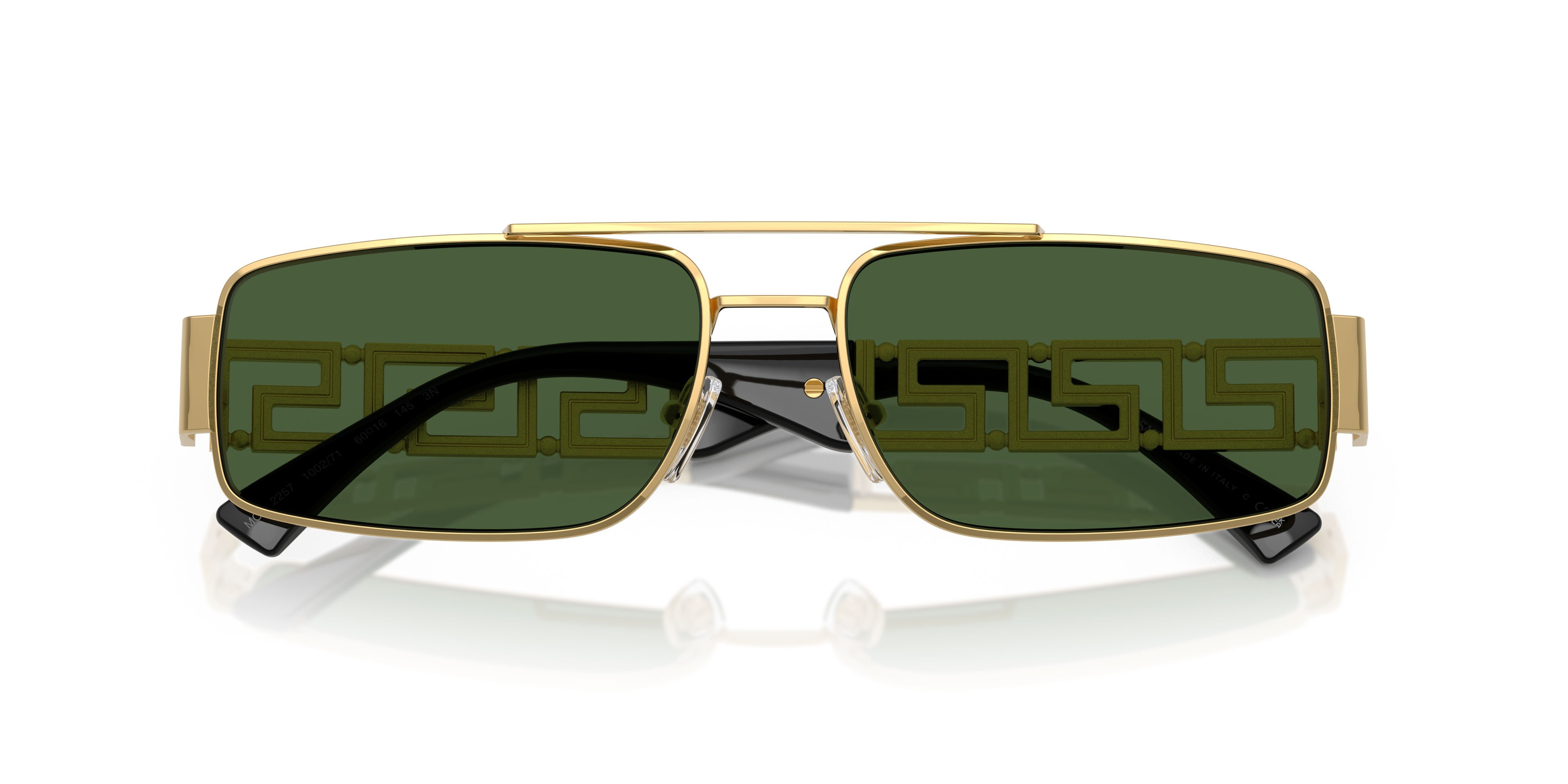 Occhiali da sole Versace VE 2257 (100271) colore oro forma rettangolare lenti verde scuro