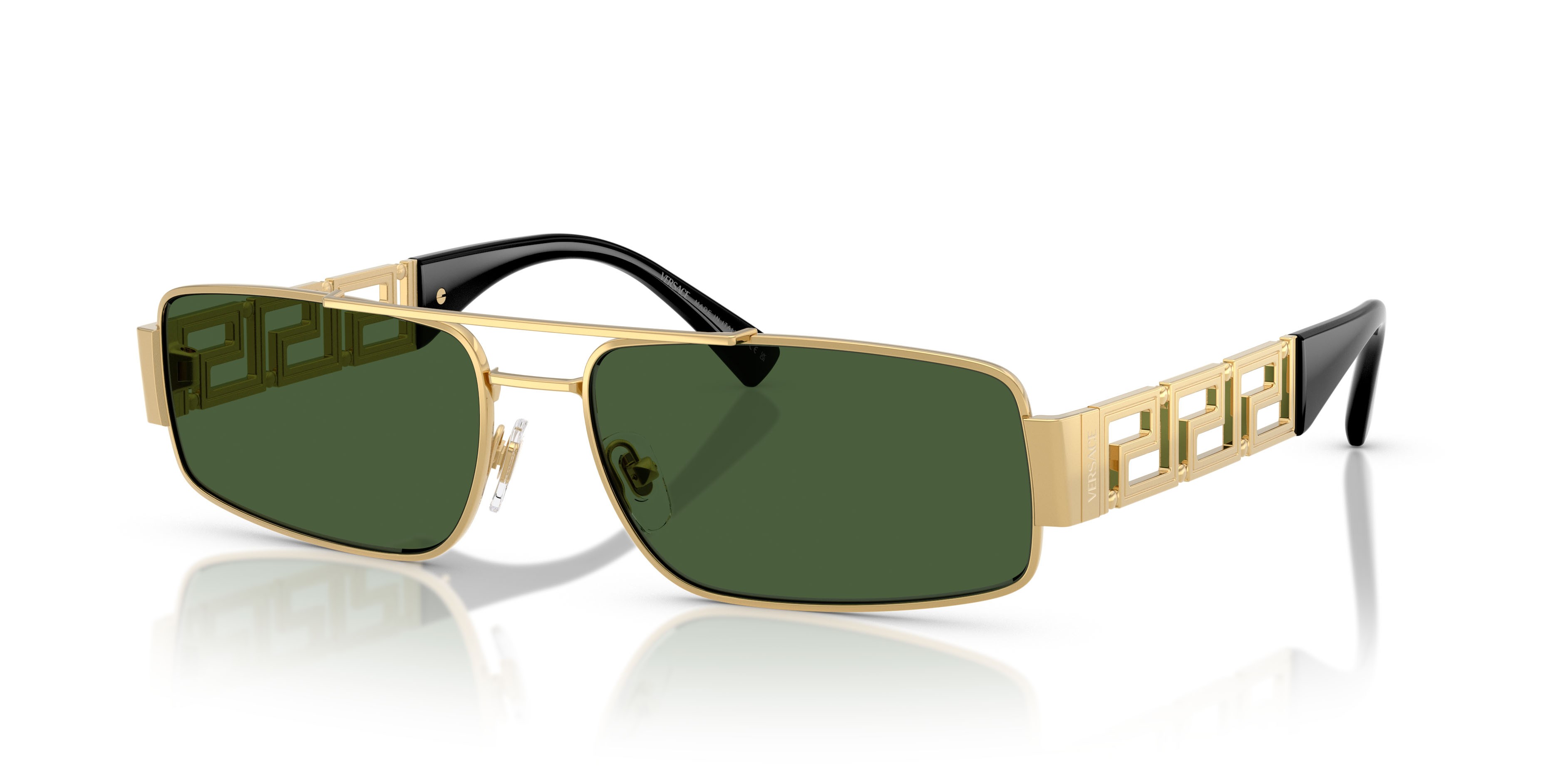 Occhiali da sole Versace VE 2257 (100271) colore oro forma rettangolare lenti verde scuro