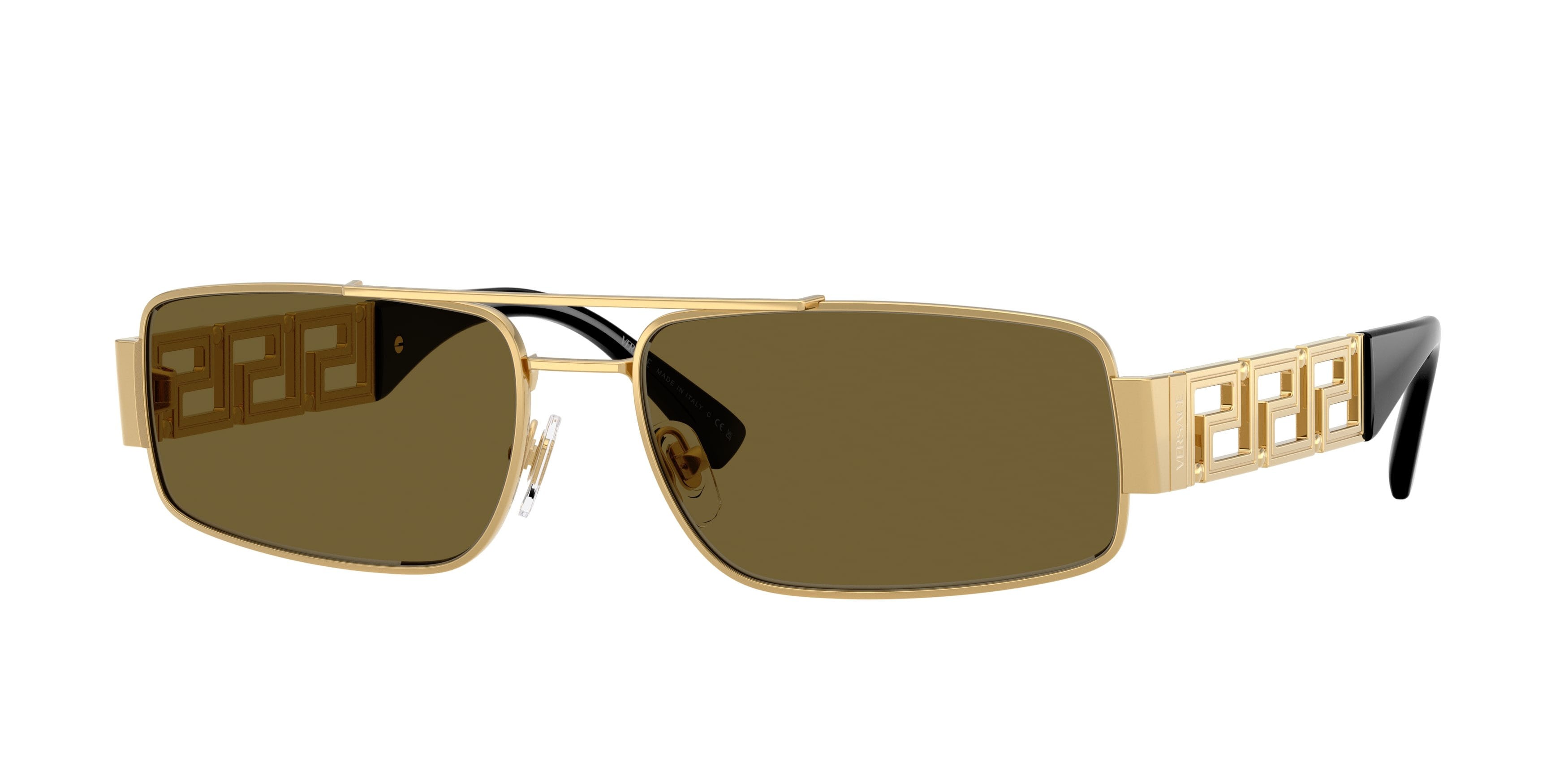 Occhiali da sole Versace VE 2257 (100273) colore oro forma rettangolare lenti marrone scuro