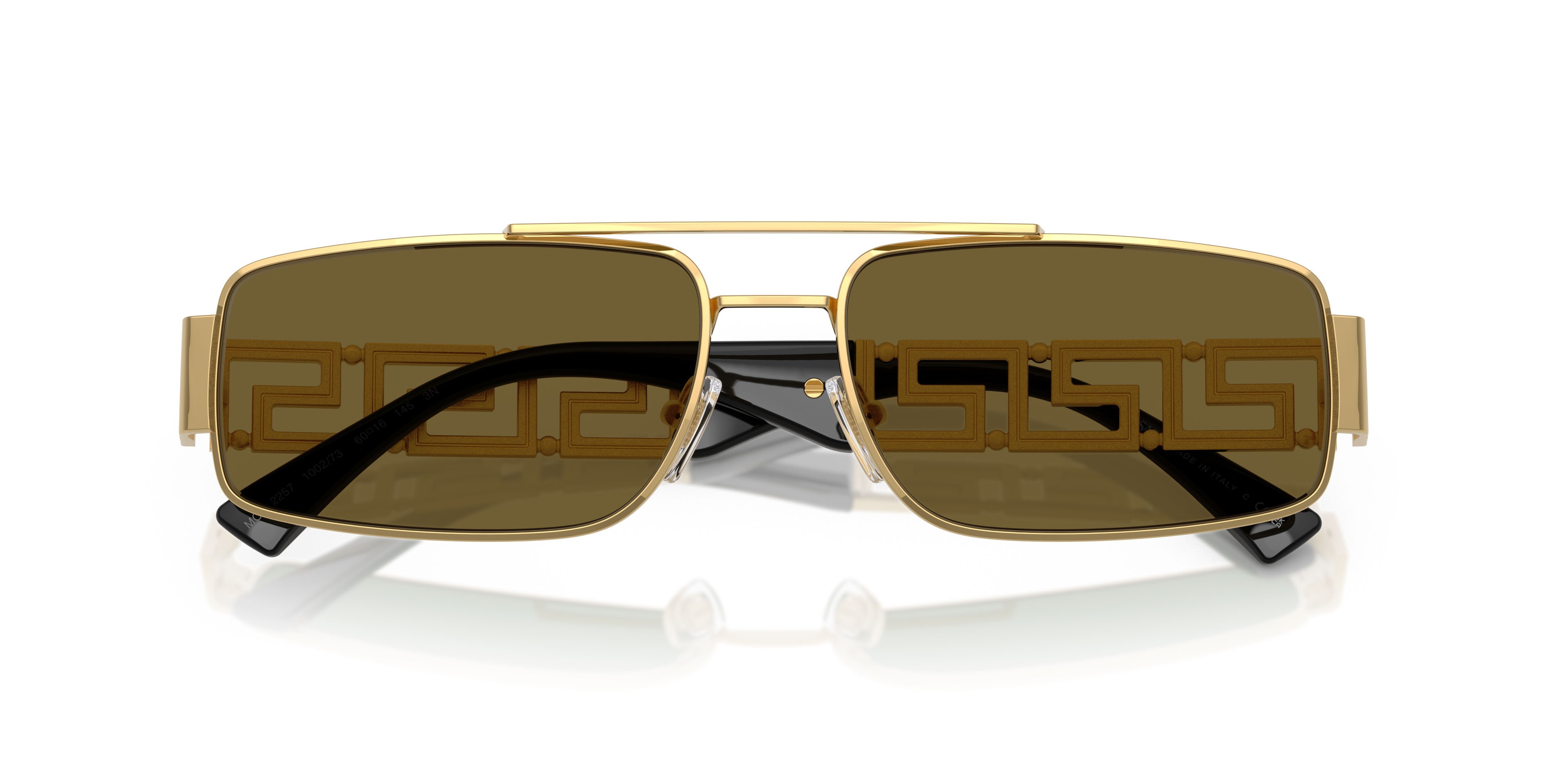 Occhiali da sole Versace VE 2257 (100273) colore oro forma rettangolare lenti marrone scuro