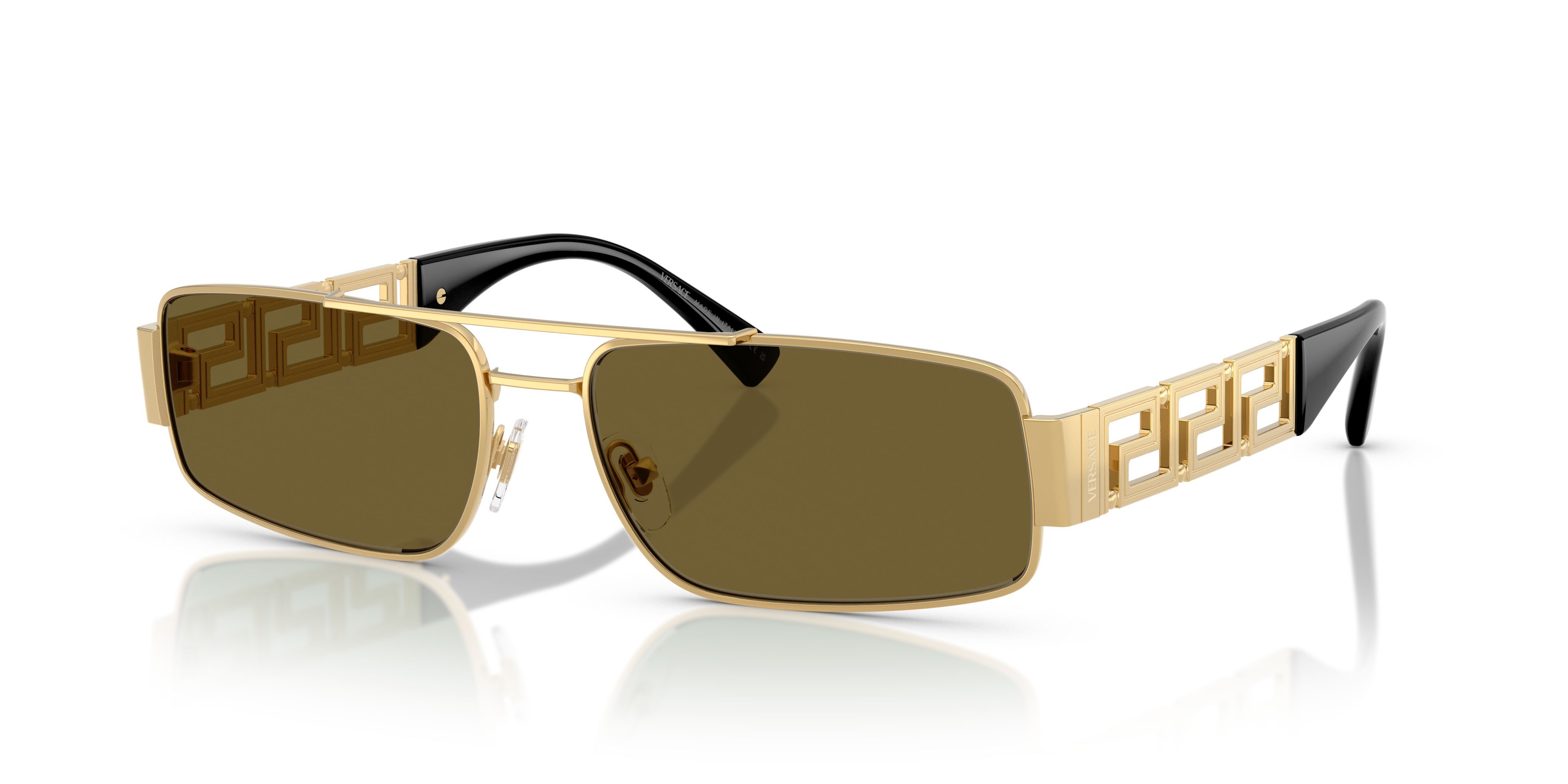 Occhiali da sole Versace VE 2257 (100273) colore oro forma rettangolare lenti marrone scuro