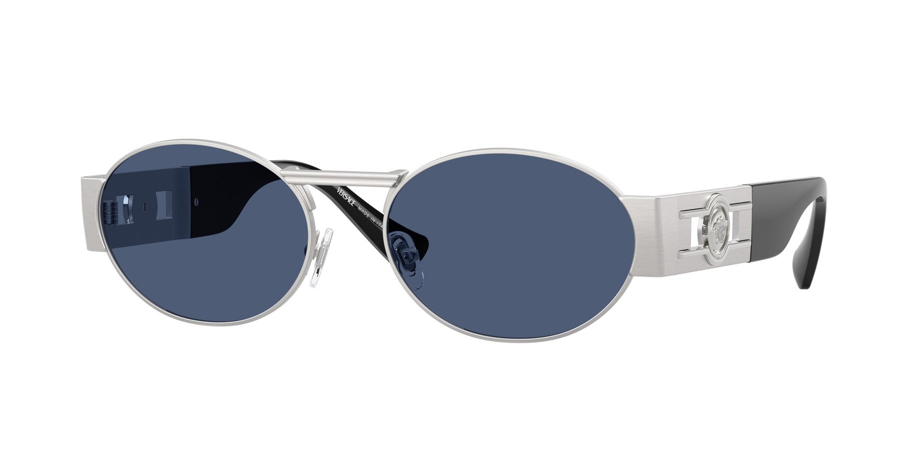 Occhiali da sole Versace VE 2264 (100080) colore argento forma ovale lenti blu scuro