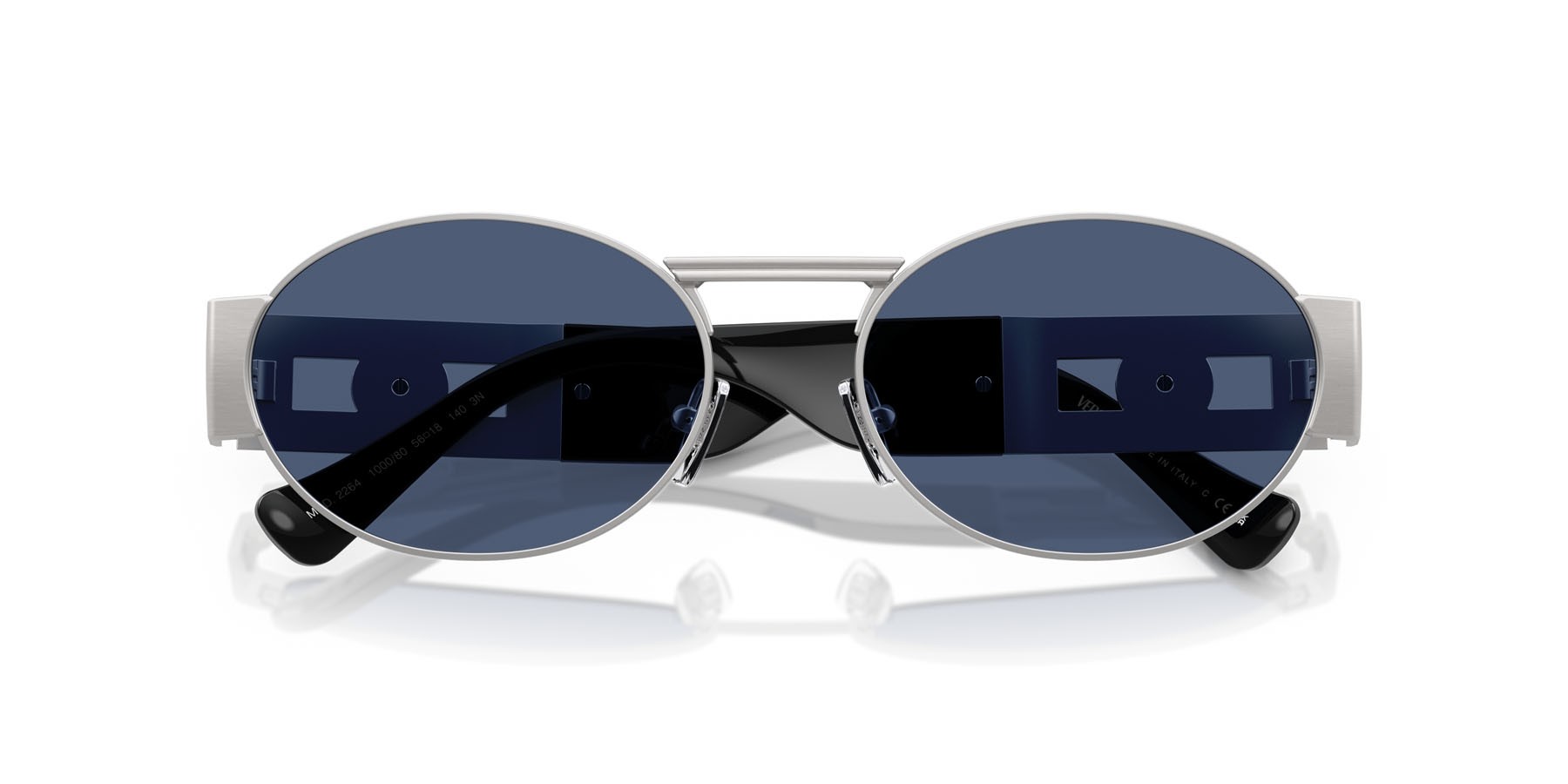 Occhiali da sole Versace VE 2264 (100080) colore argento forma ovale lenti blu scuro