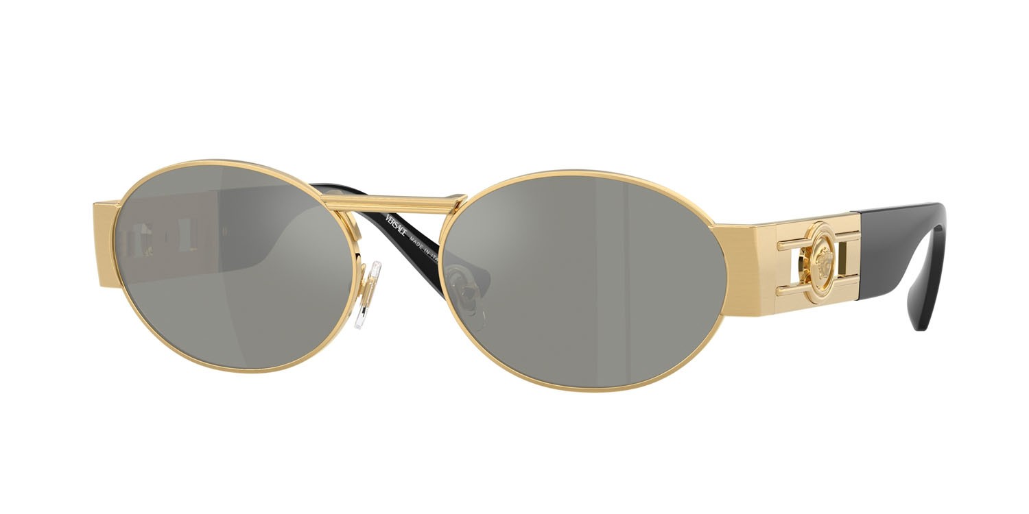 Occhiali da sole Versace VE 2264 (100230) colore oro forma ovale lenti verde specchiato argento