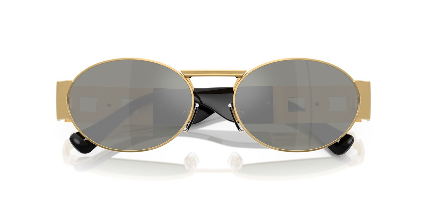 Occhiali da sole Versace VE 2264 (100230) colore oro forma ovale lenti verde specchiato argento