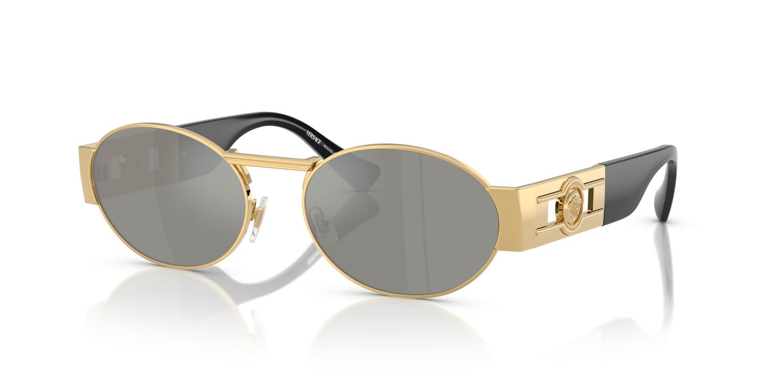 Occhiali da sole Versace VE 2264 (100230) colore oro forma ovale lenti verde specchiato argento