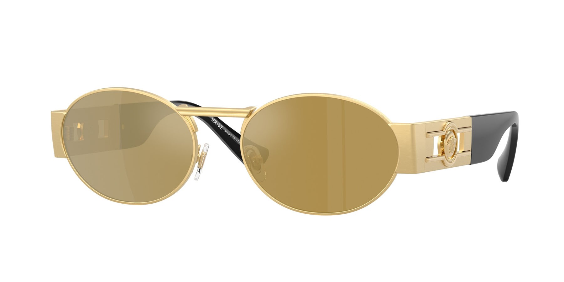 Occhiali da sole Versace VE 2264 (10025A) colore oro forma ovale lenti marrone specchiato oro