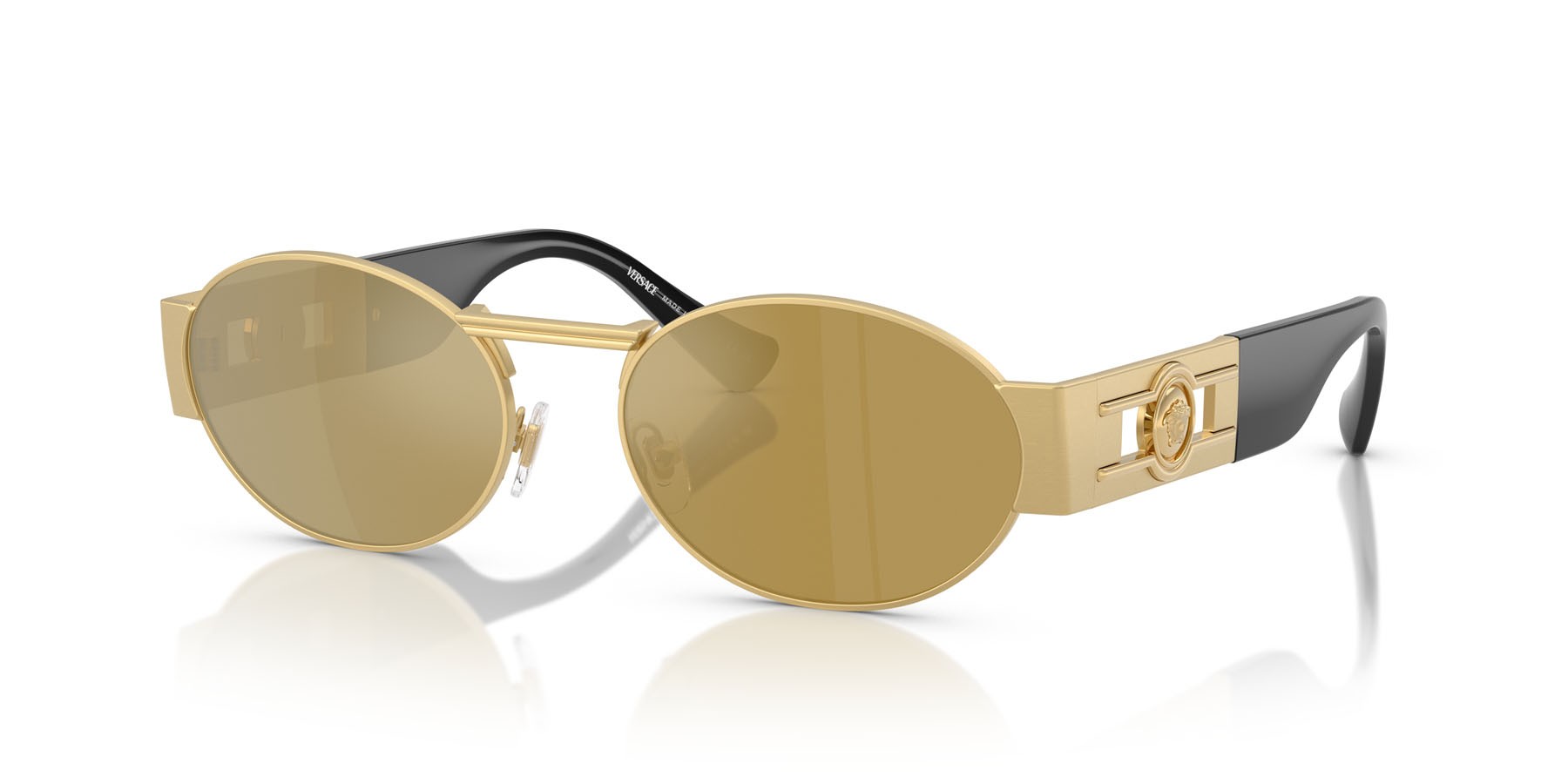 Occhiali da sole Versace VE 2264 (10025A) colore oro forma ovale lenti marrone specchiato oro
