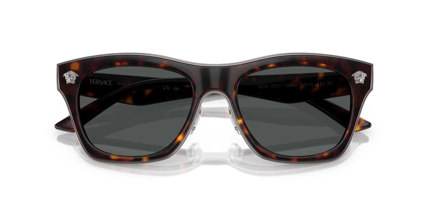 Occhiali da sole Versace VE 2272 (108/87) colore havana forma rettangolare lenti grigio scuro