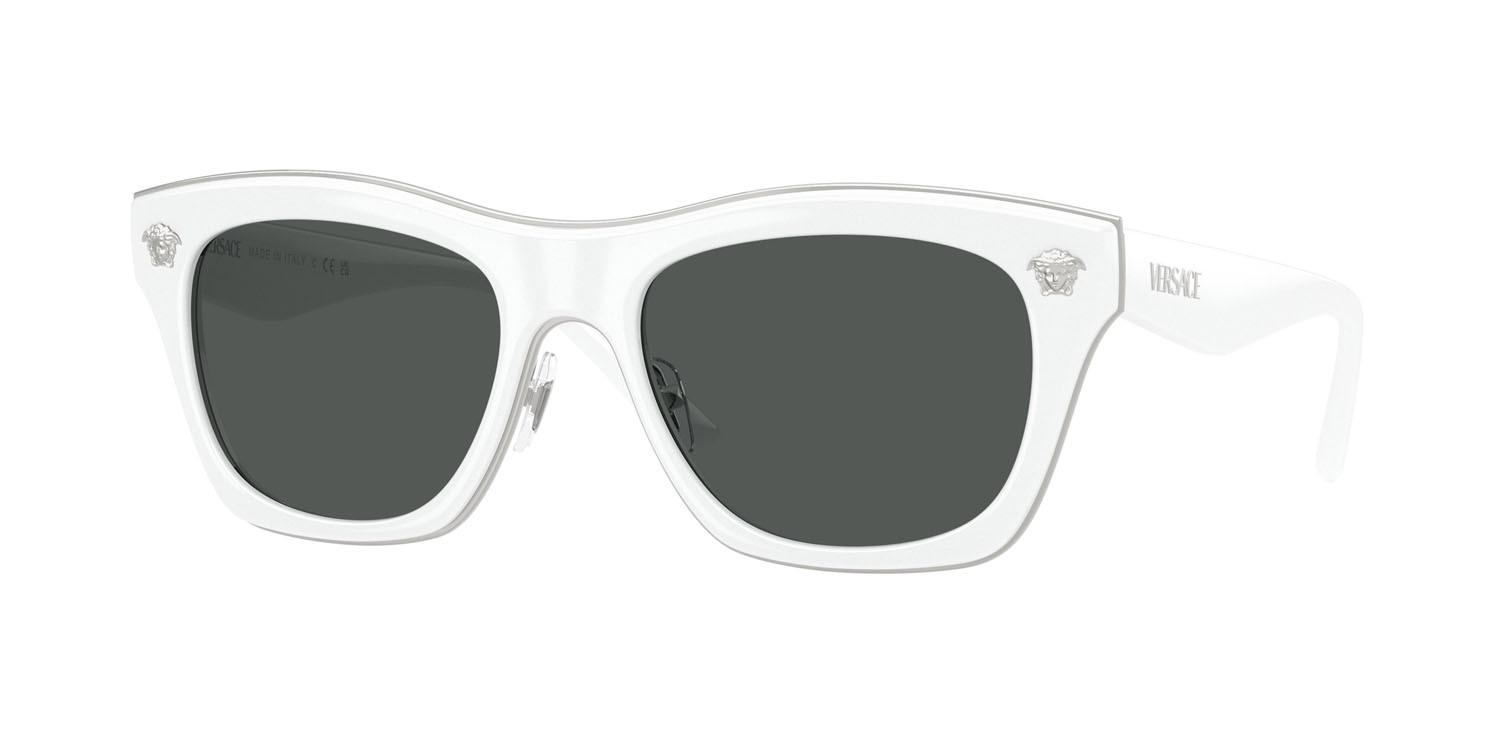 Occhiali da sole Versace VE 2272 (314/87) colore bianco forma rettangolare lenti grigio scuro