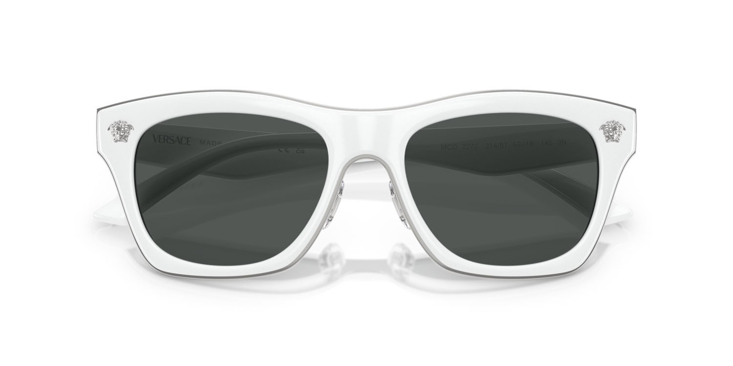 Occhiali da sole Versace VE 2272 (314/87) colore bianco forma rettangolare lenti grigio scuro