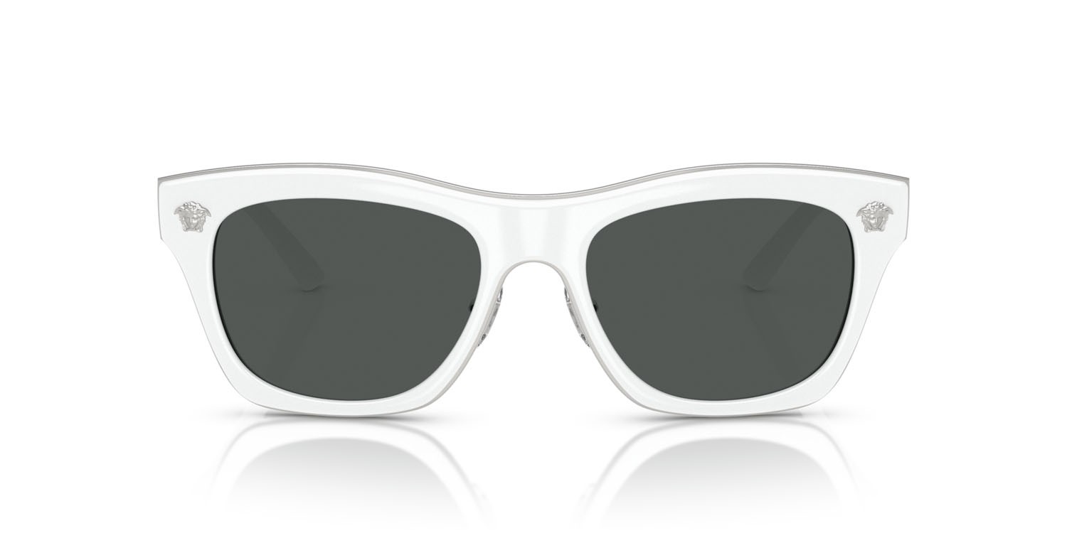 Occhiali da sole Versace VE 2272 (314/87) colore bianco forma rettangolare lenti grigio scuro