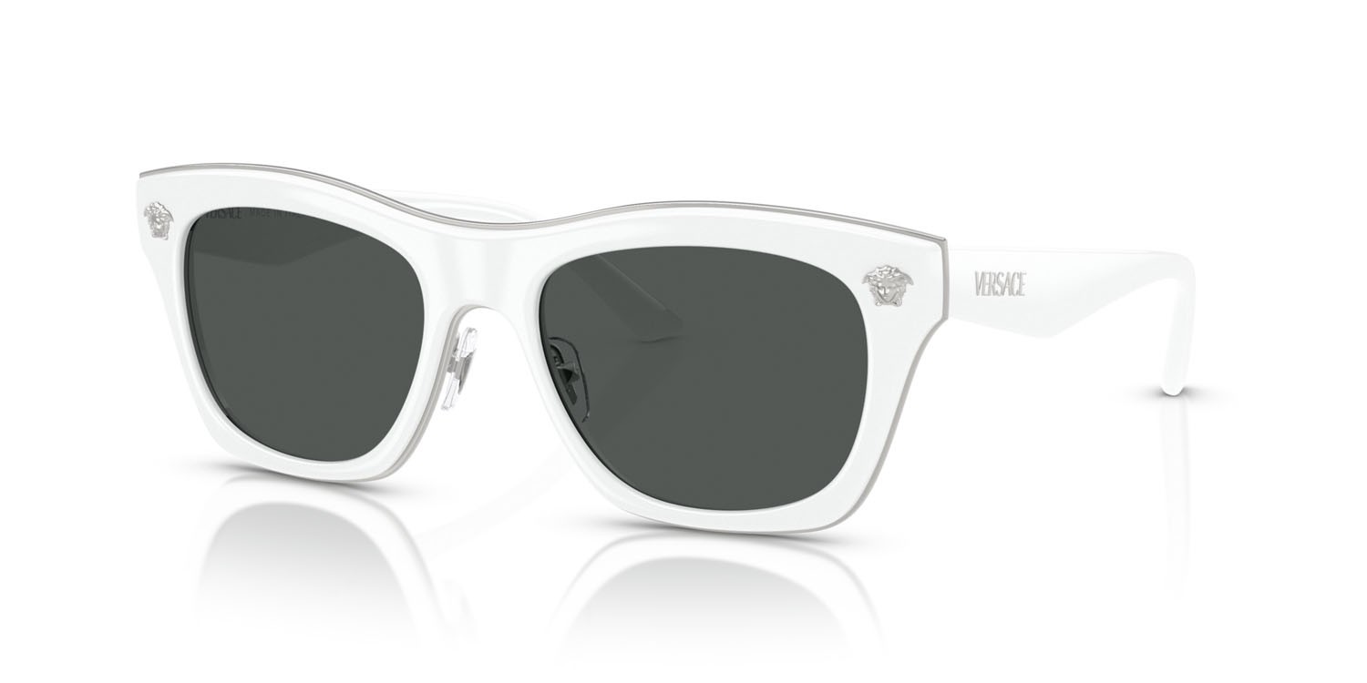 Occhiali da sole Versace VE 2272 (314/87) colore bianco forma rettangolare lenti grigio scuro