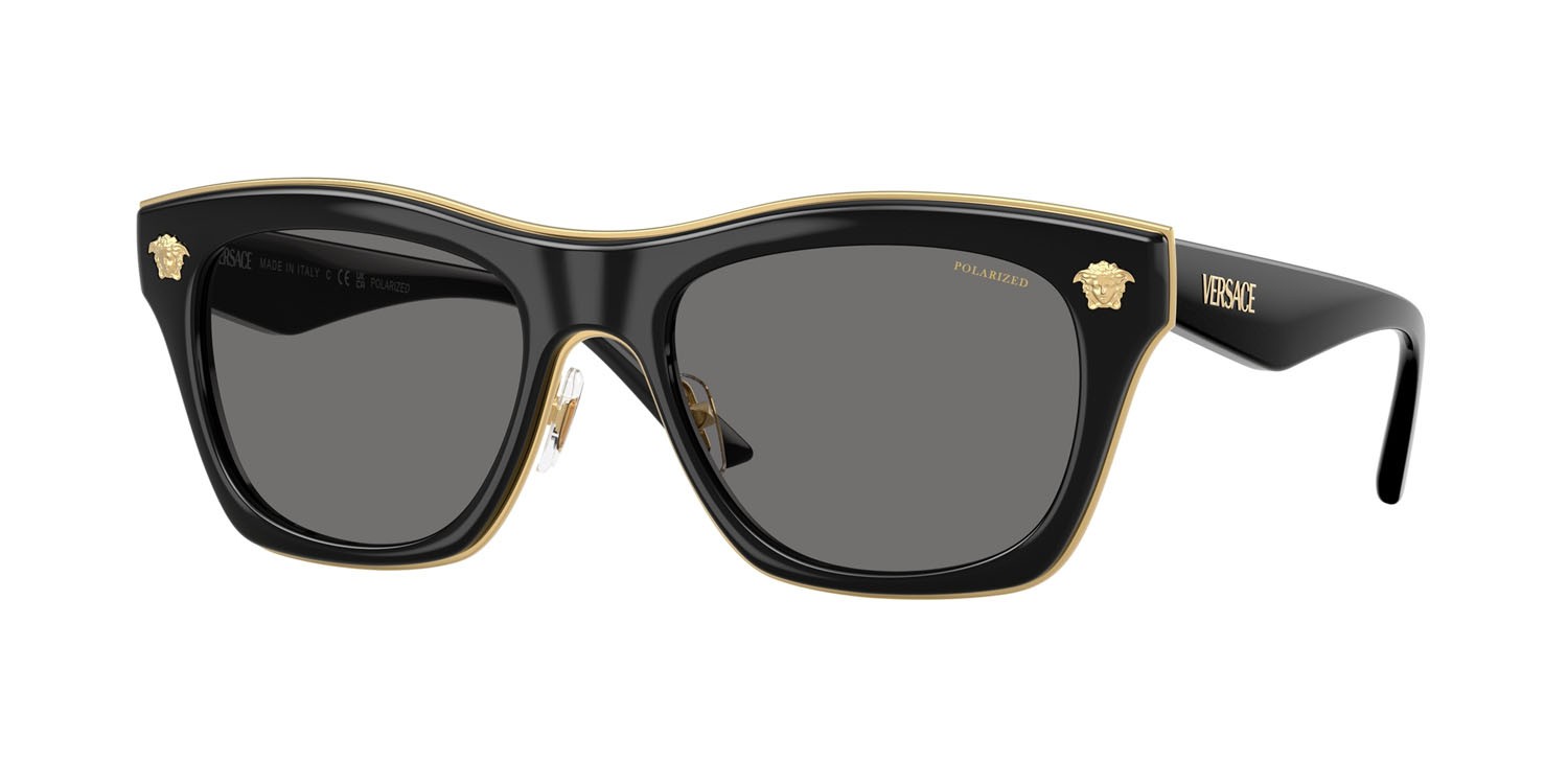 Occhiali da sole Versace VE 2272 (GB1/81) colore nero forma rettangolare lenti polar grigio scuro