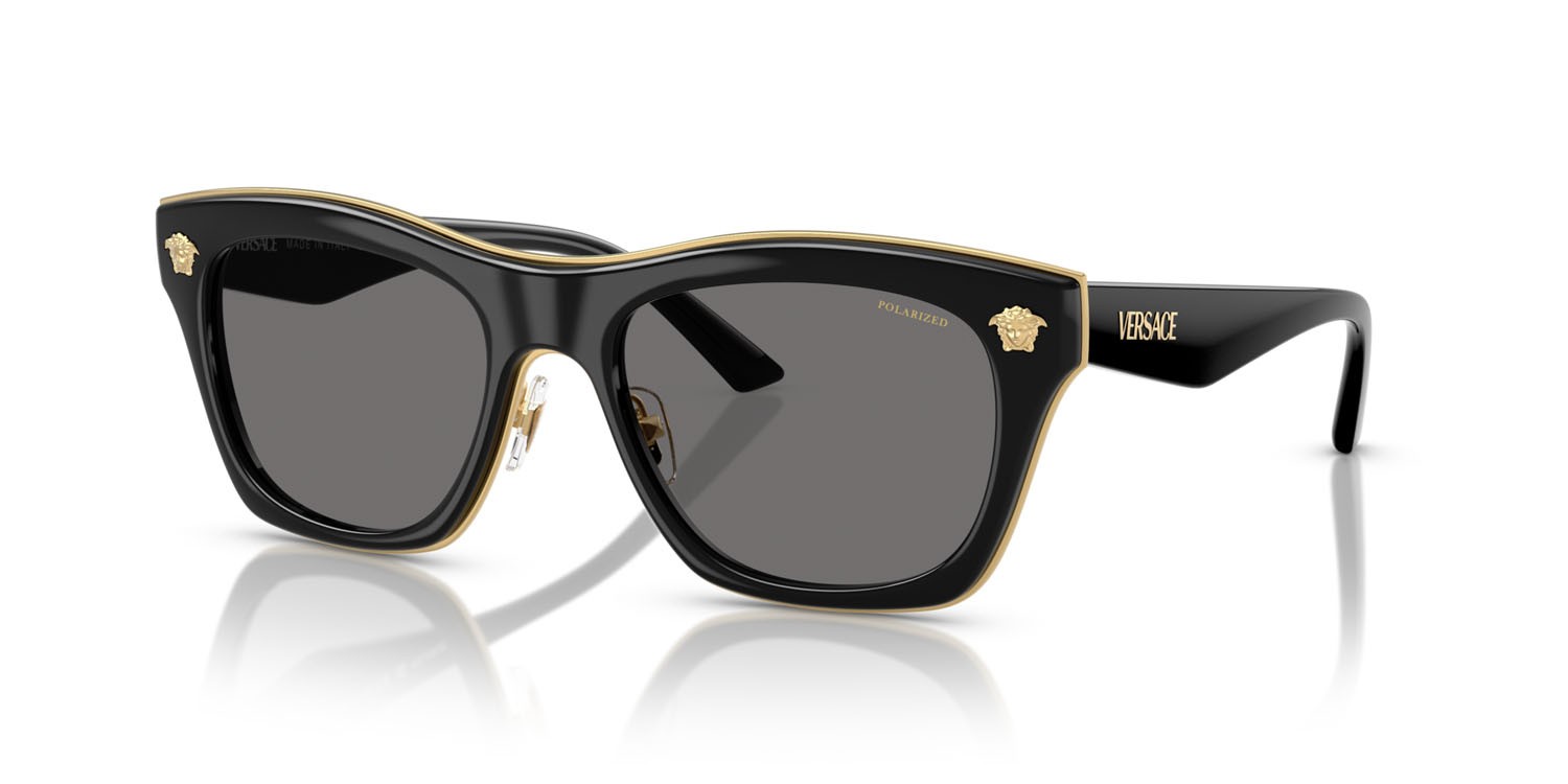 Occhiali da sole Versace VE 2272 (GB1/81) colore nero forma rettangolare lenti polar grigio scuro