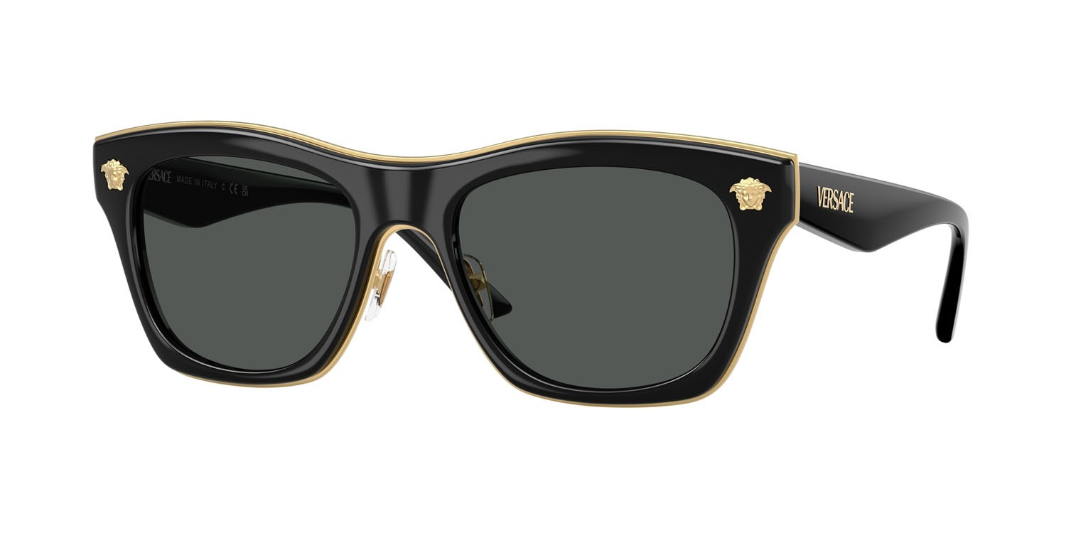 Occhiali da sole Versace VE 2272 (GB1/87) colore nero forma rettangolare lenti grigio scuro