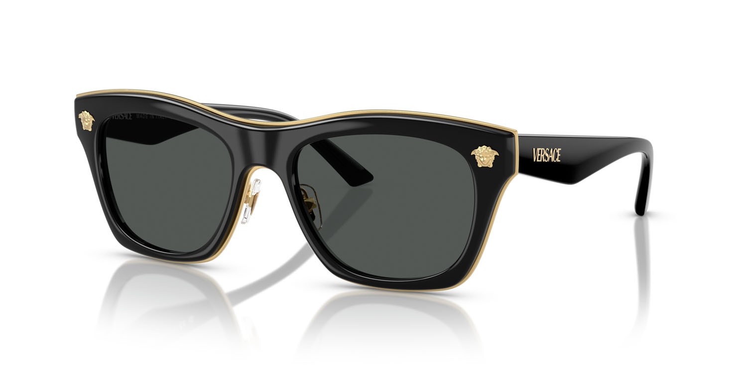Occhiali da sole Versace VE 2272 (GB1/87) colore nero forma rettangolare lenti grigio scuro