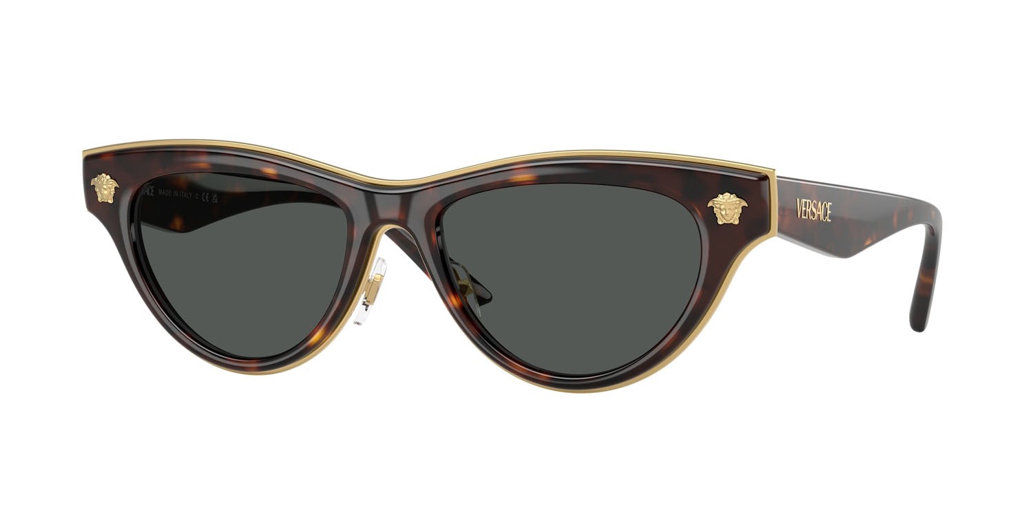 Occhiali da sole Versace VE 2273 (108/87) colore havana forma cat eye lenti grigio scuro