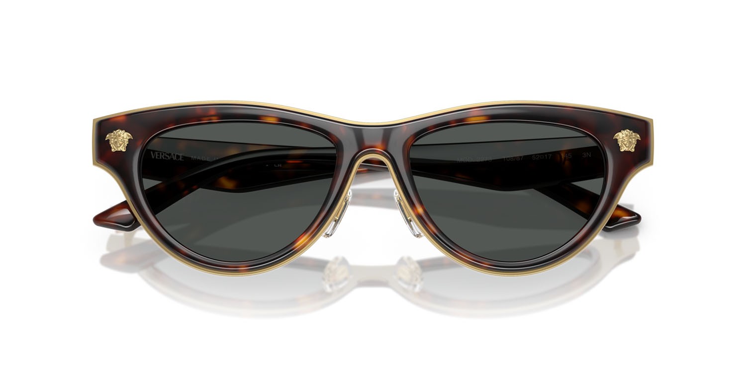 Occhiali da sole Versace VE 2273 (108/87) colore havana forma cat eye lenti grigio scuro