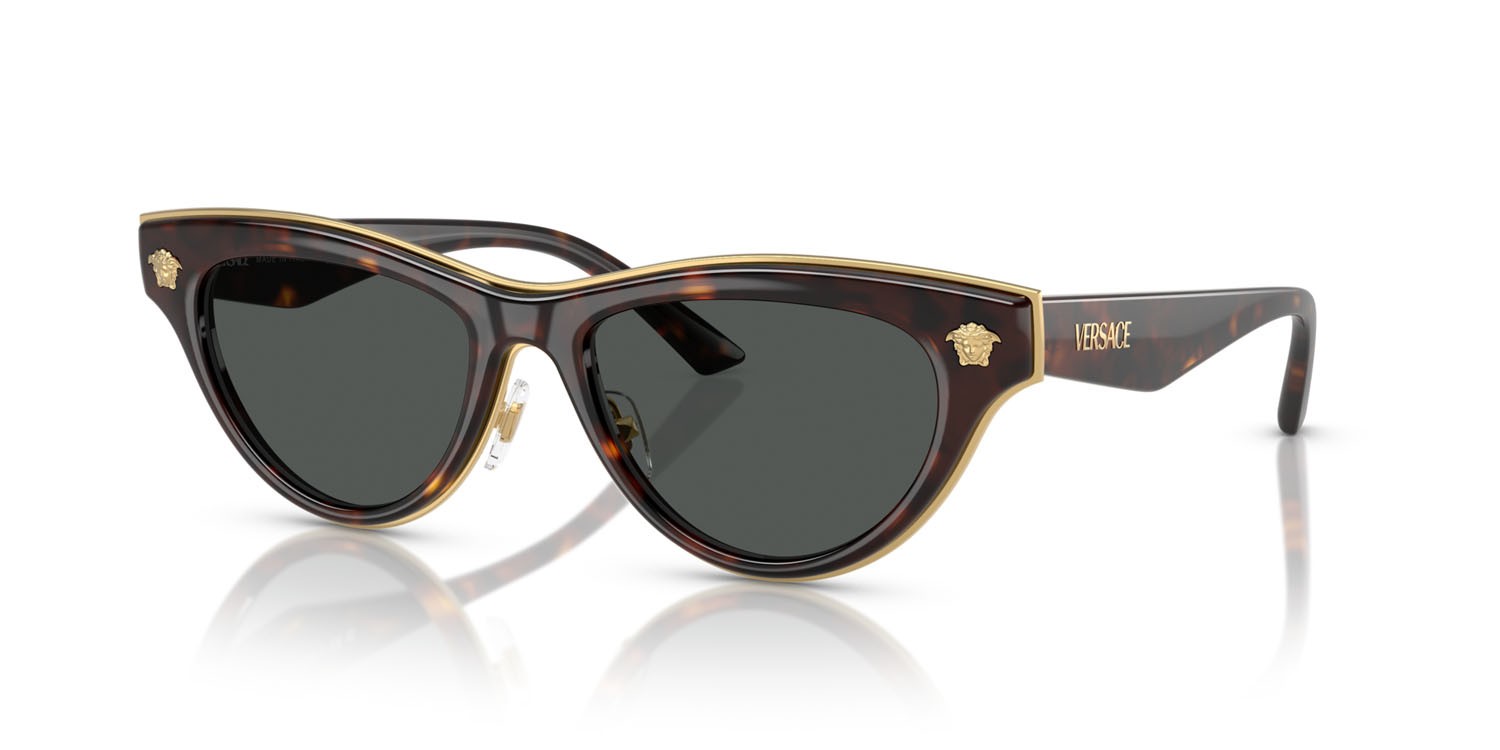 Occhiali da sole Versace VE 2273 (108/87) colore havana forma cat eye lenti grigio scuro
