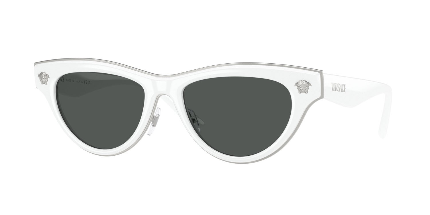Occhiali da sole Versace VE 2273 (314/87) colore bianco forma cat eye lenti grigio scuro