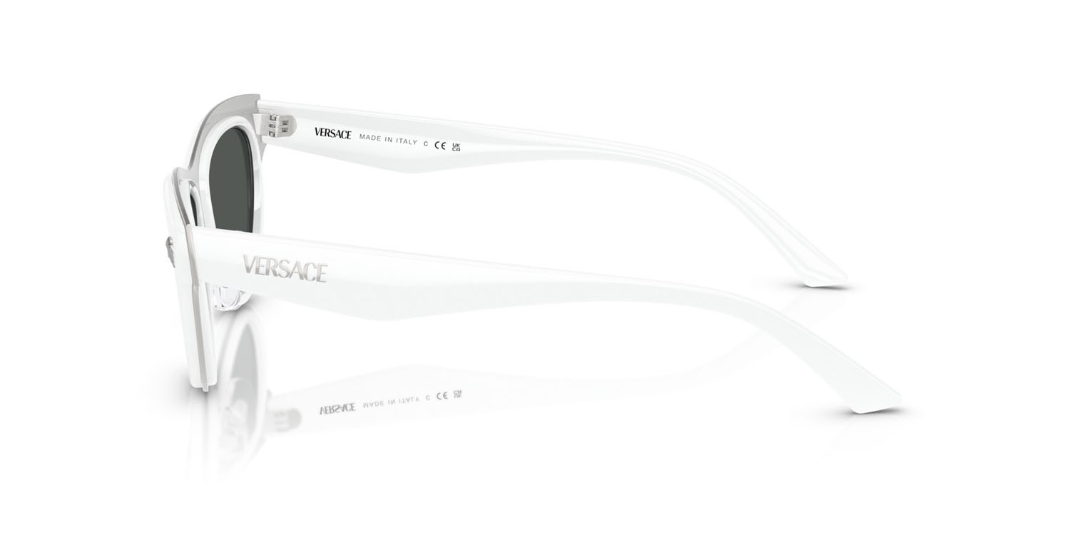 Occhiali da sole Versace VE 2273 (314/87) colore bianco forma cat eye lenti grigio scuro