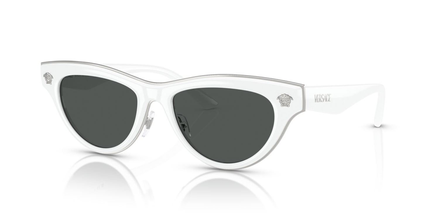 Occhiali da sole Versace VE 2273 (314/87) colore bianco forma cat eye lenti grigio scuro