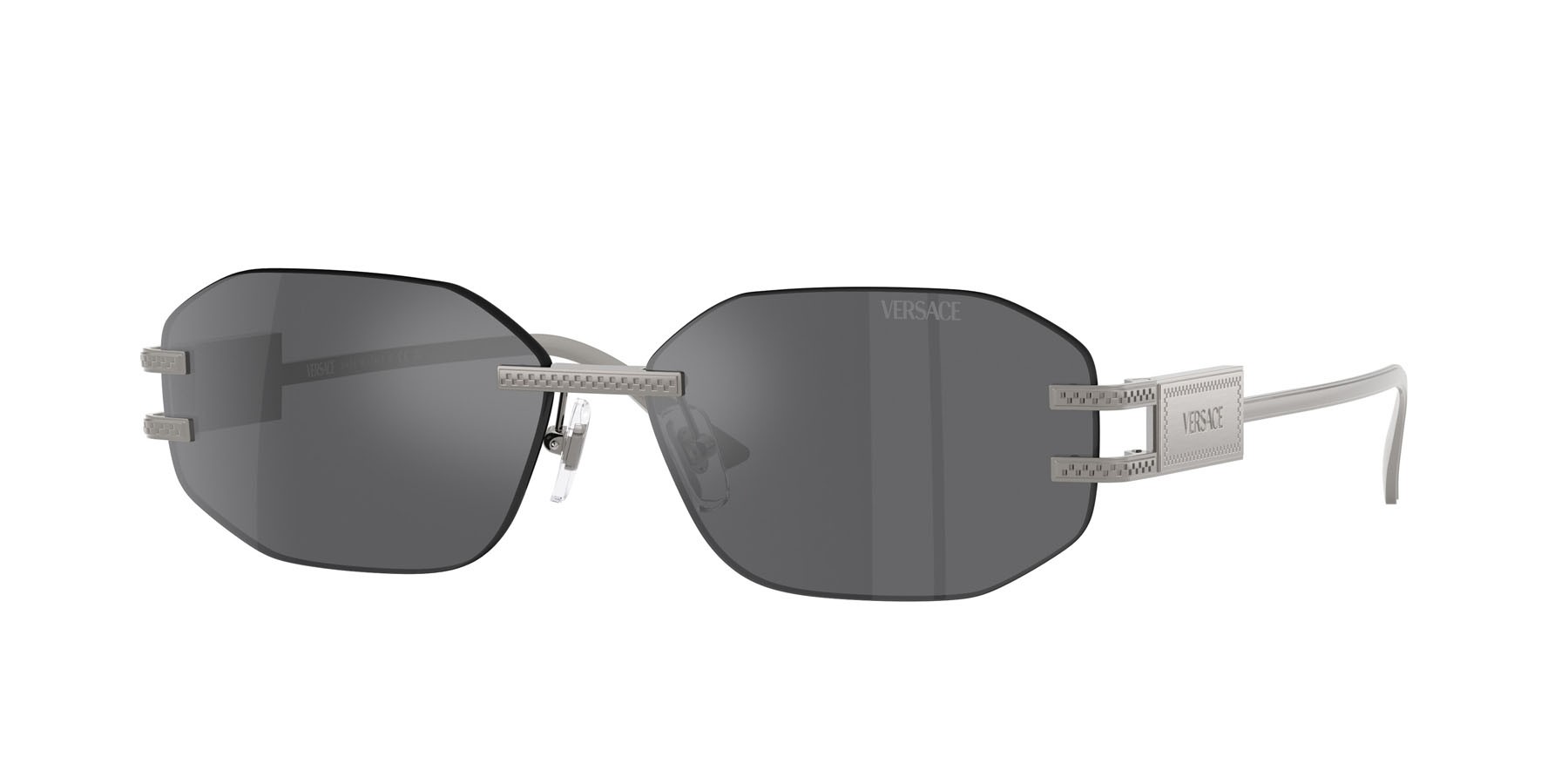 Occhiali da sole Versace VE 2274 (10016G) colore gunmetal forma irregolare lenti grigio argento specchiato