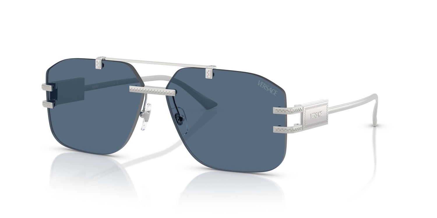 Occhiali da sole Versace VE 2275 (100080) colore argento forma irregolare lenti blu