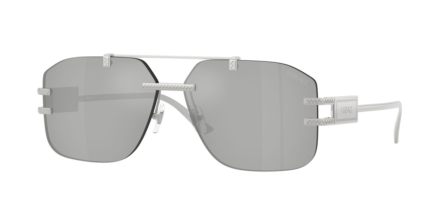 Occhiali da sole Versace VE 2275 (10008V) colore argento forma irregolare lenti trasparente specchiato silver 80