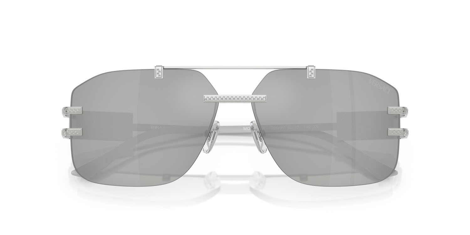 Occhiali da sole Versace VE 2275 (10008V) colore argento forma irregolare lenti trasparente specchiato silver 80