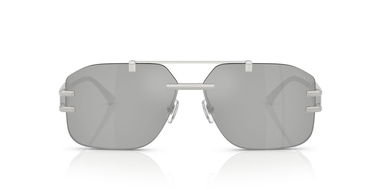 Occhiali da sole Versace VE 2275 (10008V) colore argento forma irregolare lenti trasparente specchiato silver 80