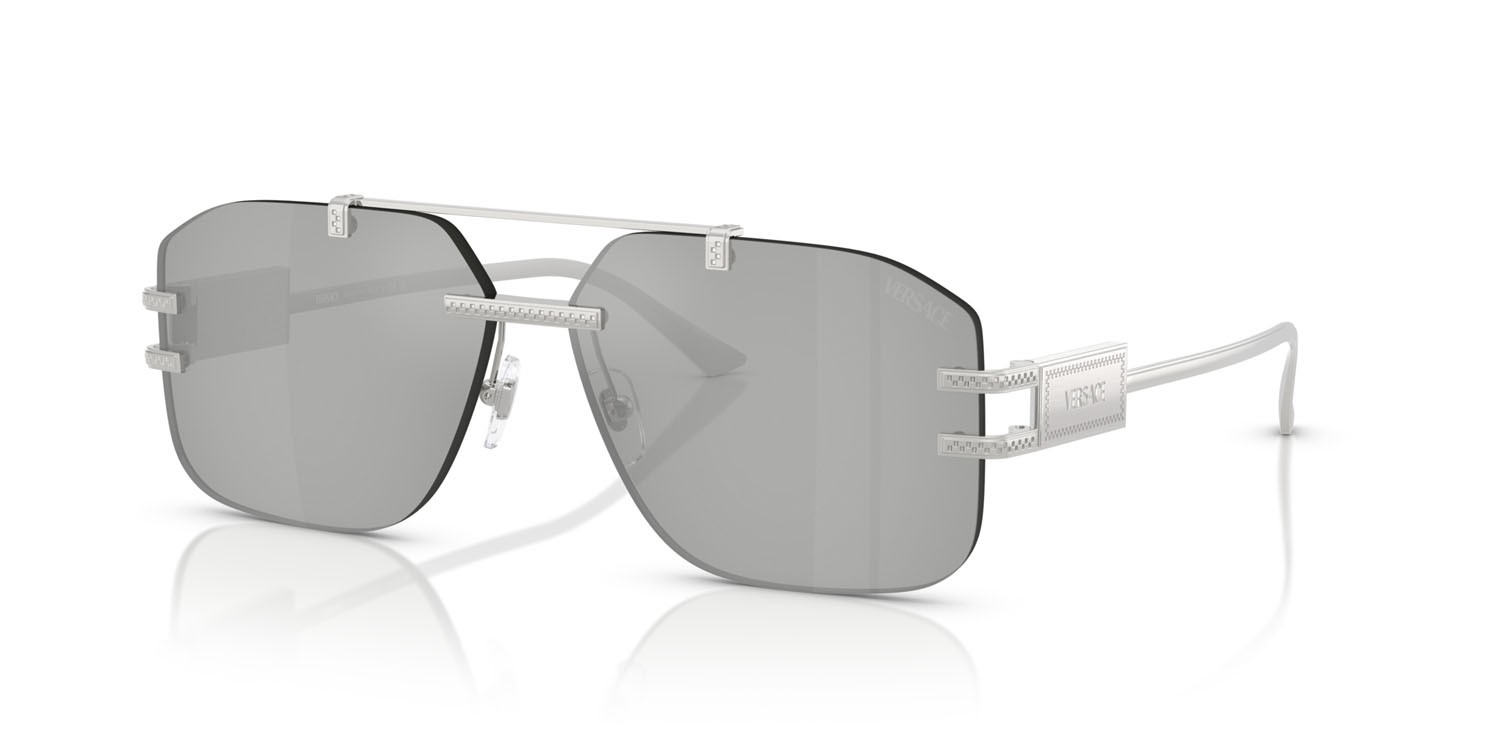 Occhiali da sole Versace VE 2275 (10008V) colore argento forma irregolare lenti trasparente specchiato silver 80