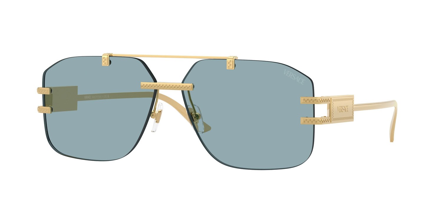 Occhiali da sole Versace VE 2275 (100280) colore oro forma irregolare lenti blu