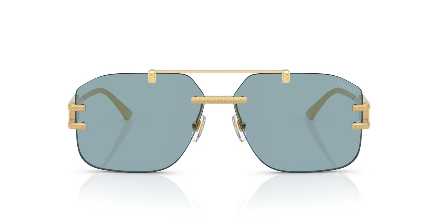 Occhiali da sole Versace VE 2275 (100280) colore oro forma irregolare lenti blu