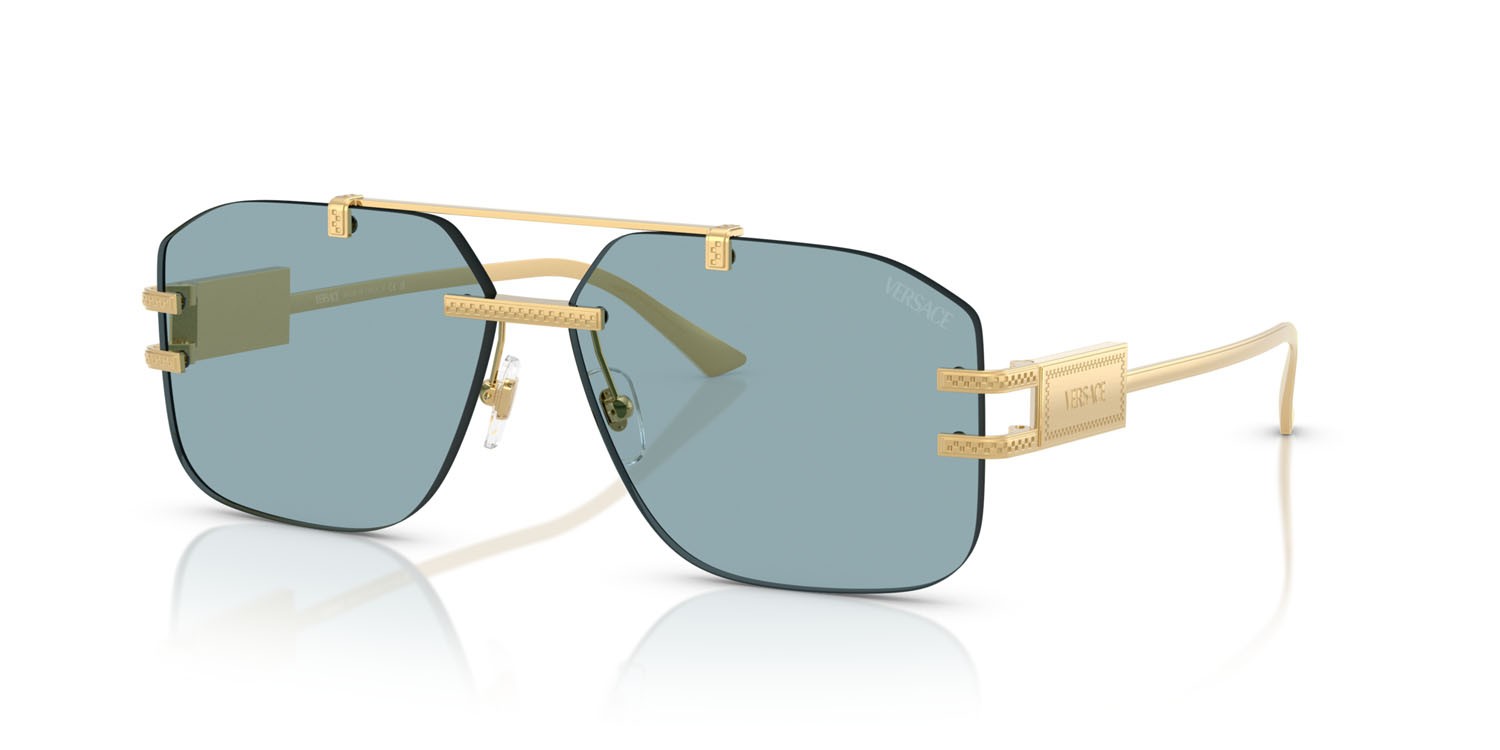 Occhiali da sole Versace VE 2275 (100280) colore oro forma irregolare lenti blu