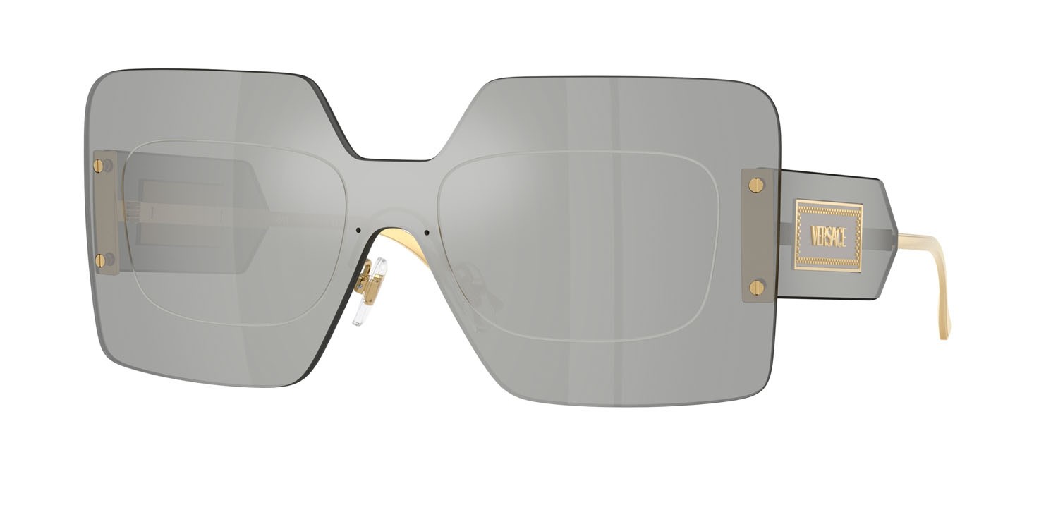 Occhiali da sole Versace VE 2277 (10018V) colore argento a specchio forma quadrato lenti argento a specchio