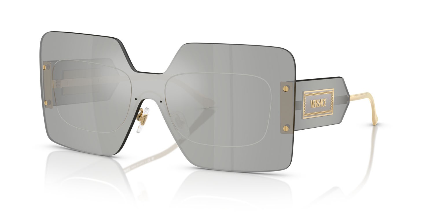 Occhiali da sole Versace VE 2277 (10018V) colore argento a specchio forma quadrato lenti argento a specchio