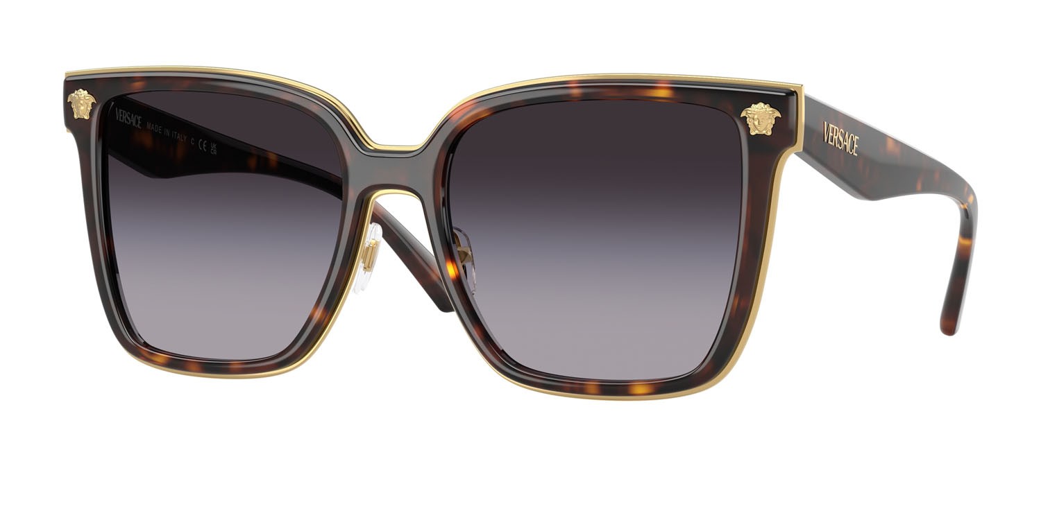 Occhiali da sole Versace VE 2278D (108/8G) colore havana forma farfalla lenti sfumato grigio