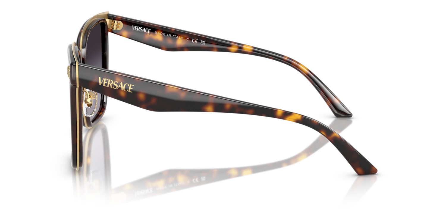 Occhiali da sole Versace VE 2278D (108/8G) colore havana forma farfalla lenti sfumato grigio