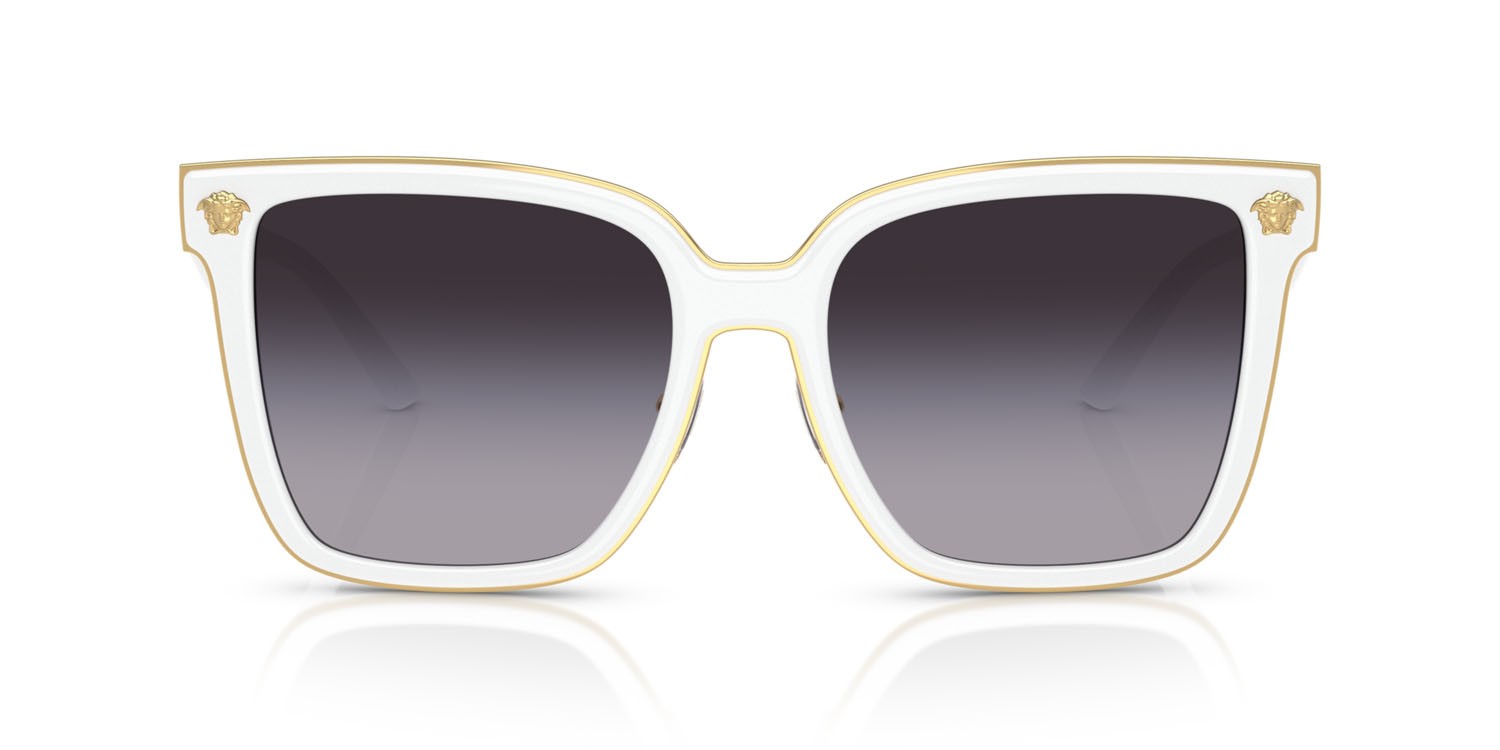 Occhiali da sole Versace VE 2278D (314/8G) colore bianco forma farfalla lenti sfumato grigio