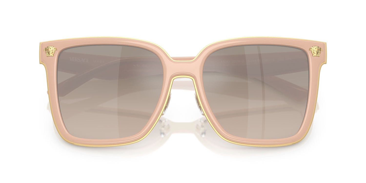Occhiali da sole Versace VE 2278D (54946I) colore nude forma farfalla lenti brown grad grey mirror silver