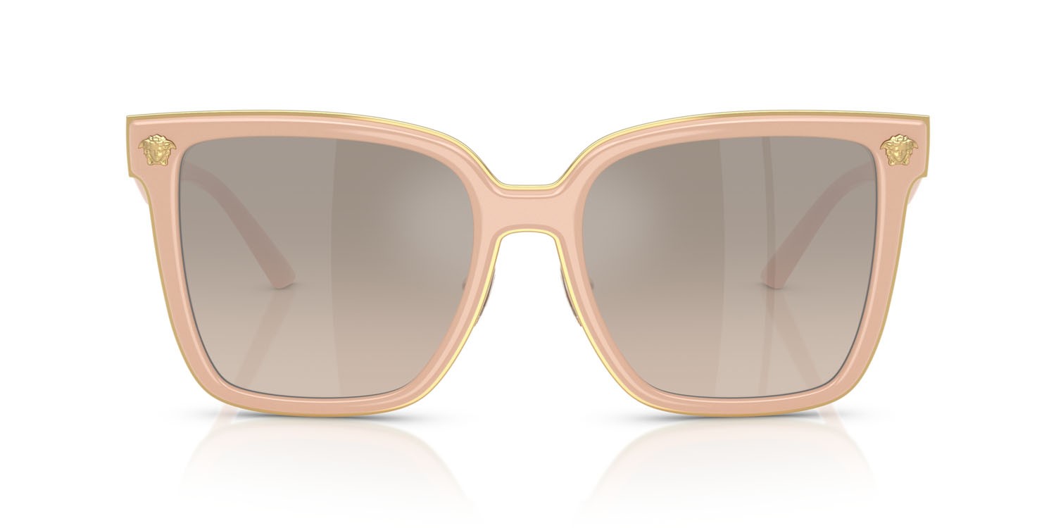 Occhiali da sole Versace VE 2278D (54946I) colore nude forma farfalla lenti brown grad grey mirror silver