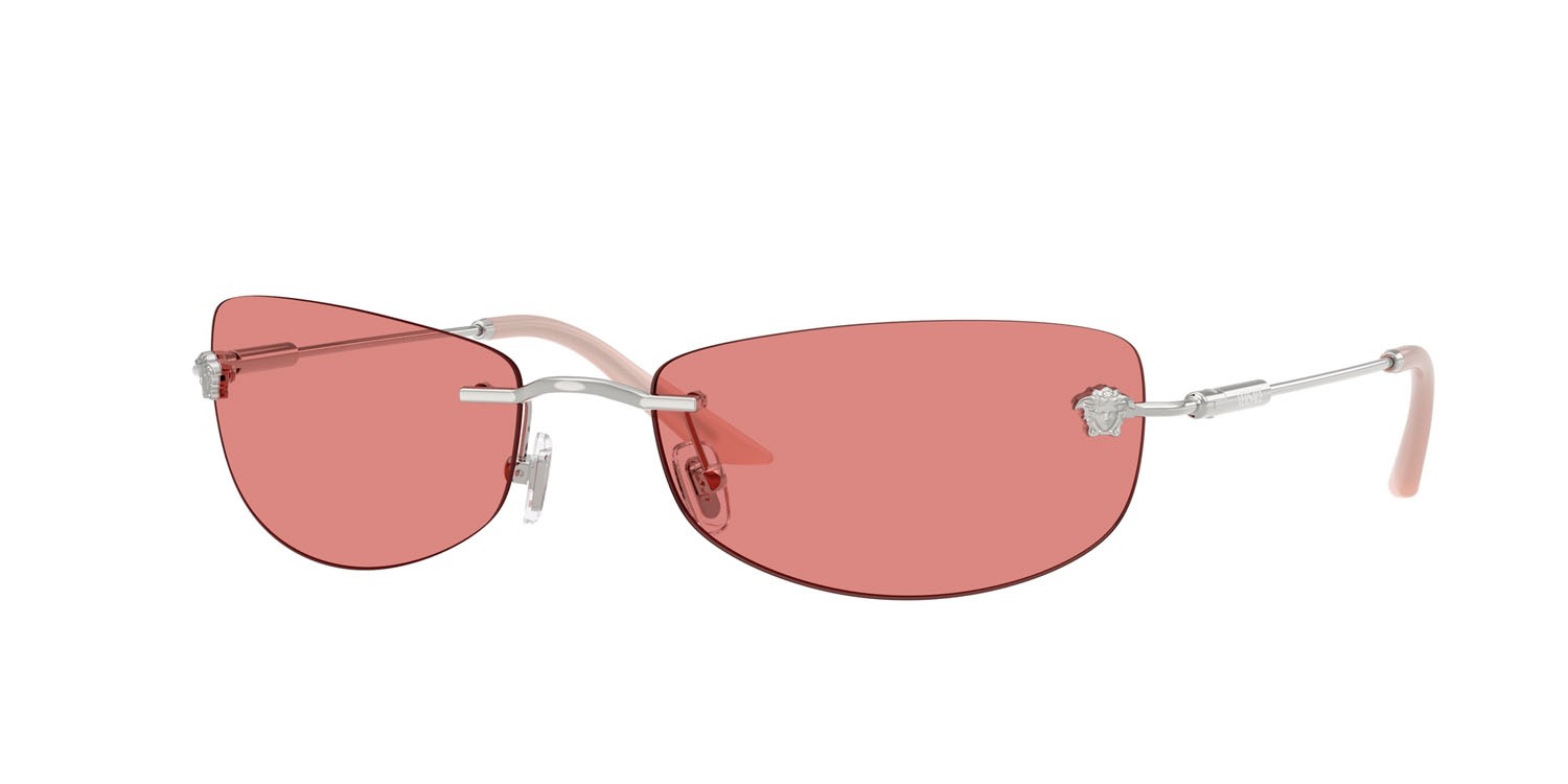 Occhiali da sole Versace VE 2279 (100084) colore argento forma rettangolare lenti rosa