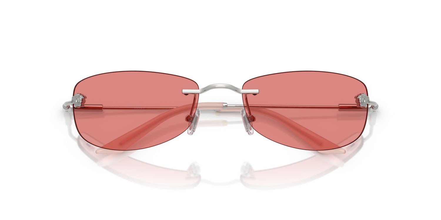 Occhiali da sole Versace VE 2279 (100084) colore argento forma rettangolare lenti rosa