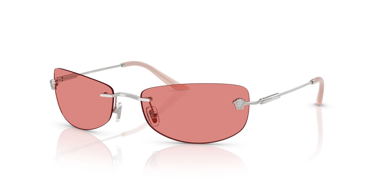 Occhiali da sole Versace VE 2279 (100084) colore argento forma rettangolare lenti rosa