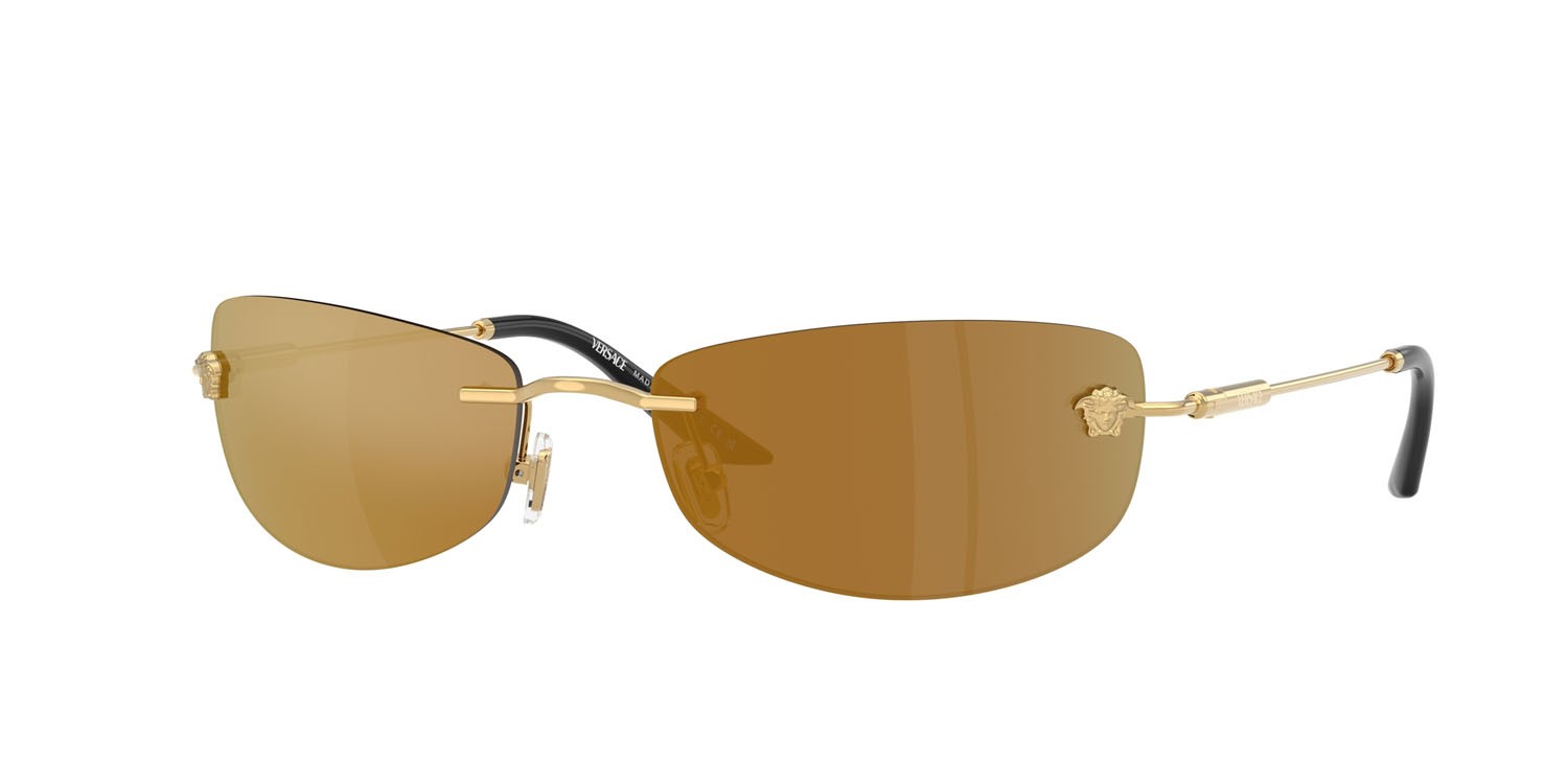 Occhiali da sole Versace VE 2279 (10027I) colore oro forma rettangolare lenti bronze mirror gold