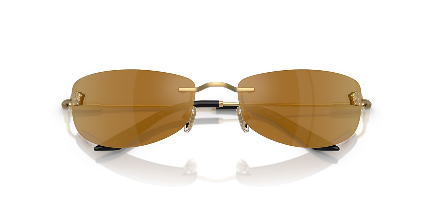 Occhiali da sole Versace VE 2279 (10027I) colore oro forma rettangolare lenti bronze mirror gold